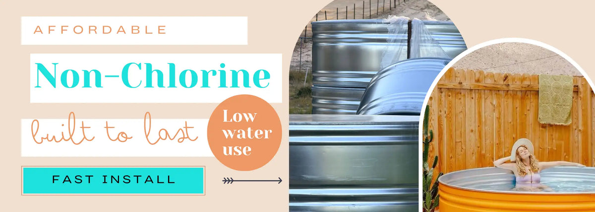 Stainless steel cylindrical water storage tank with a reflective metallic finish and visible horizontal ridges